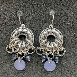 Lia Sophia "Jubilee" Silver Tone w/Mother of Pearl & Resin Beads Earrings